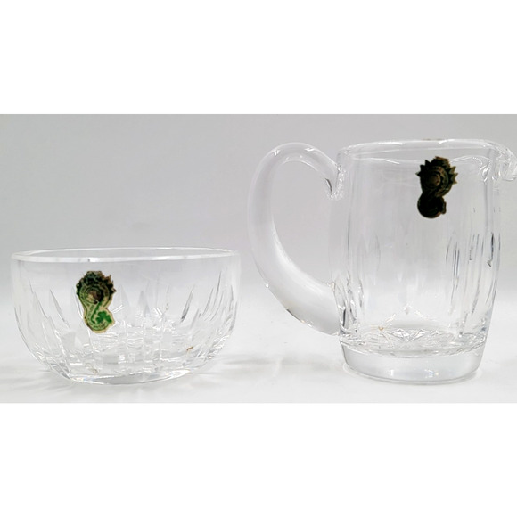 Waterford Crystal Cream & Sugar Set Cut Ireland Heavy Clear Glass Vintage - Picture 6 of 13